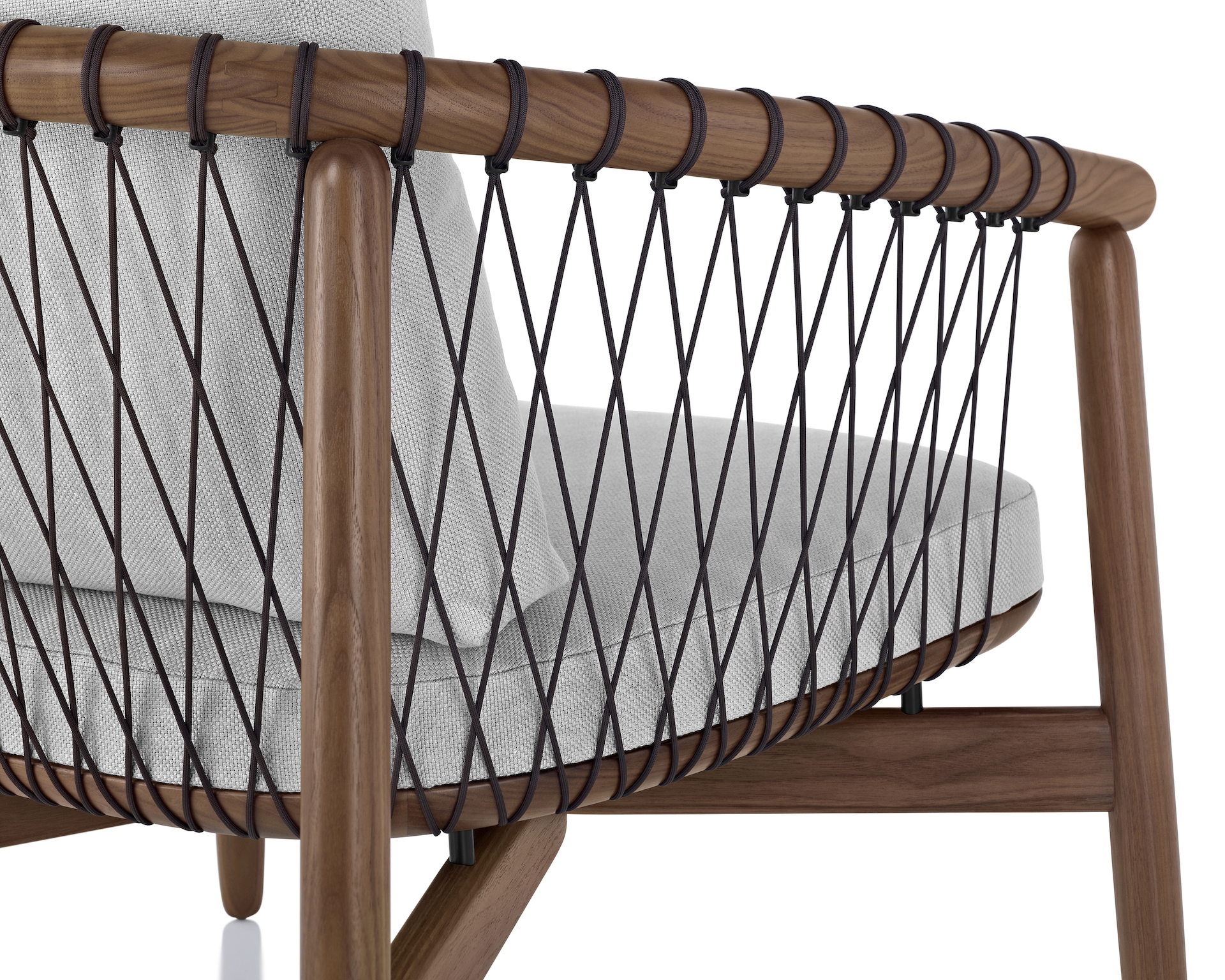 Close up of the parachute cords on the Crosshatch Chair.