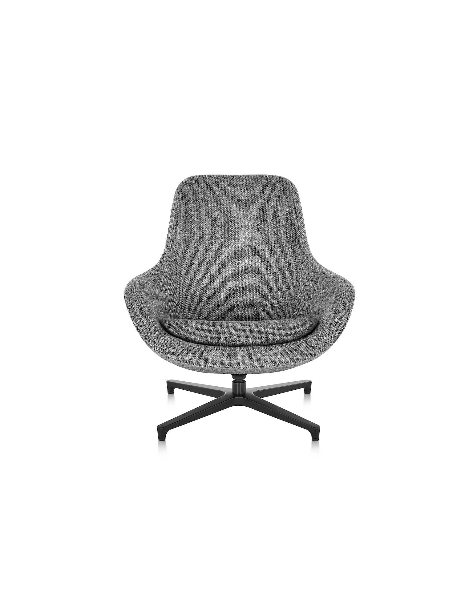 A gray Saiba Lounge Chair with a four-star swivel base, viewed from the front.