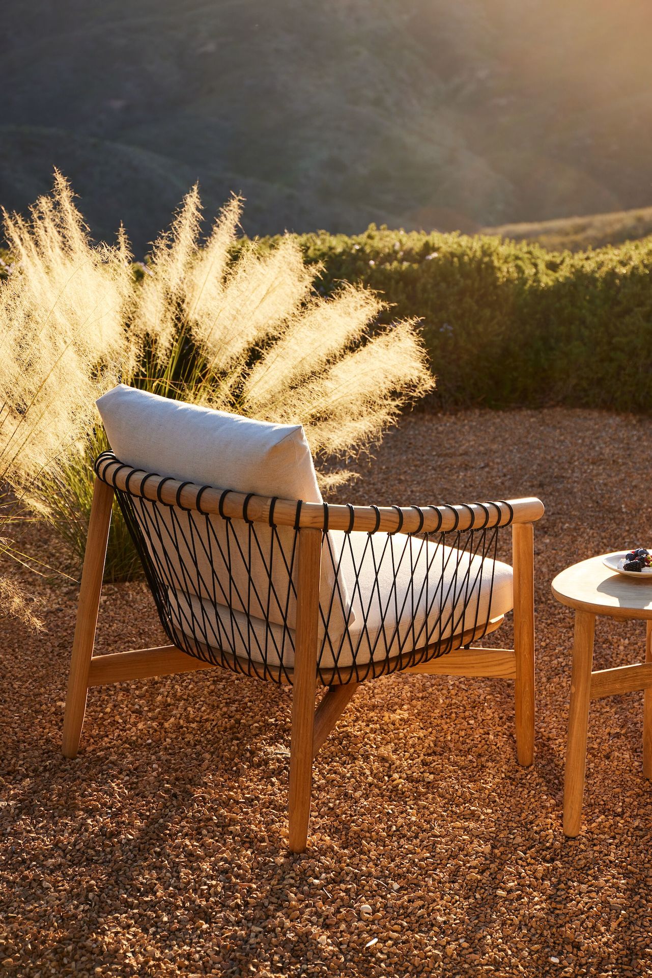 Crosshatch Outdoor Chair and Ottoman Images - Geiger